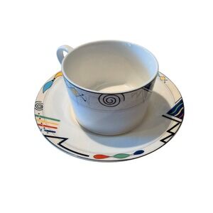 Vintage Mikasa Ultima Headline Super Strong Fine China ABSTRACT Tea Cup & Saucer